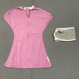 Sleeping Baby Zip-Up Swaddle Transition Suit & Belly Band Purple Gray XS 3M-6M
